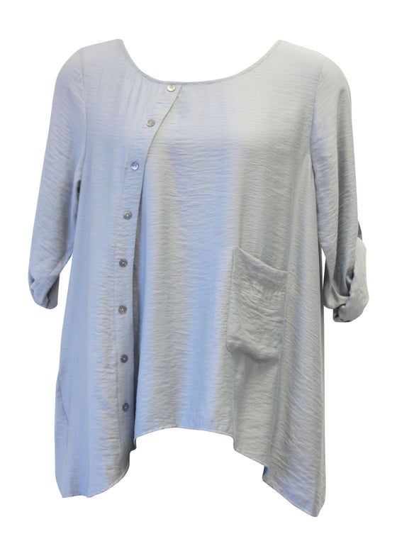 Azalea Silky Woven Top, Pewter