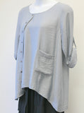 Azalea Silky Woven Top, Pewter