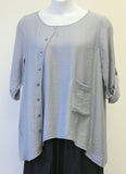 Azalea Silky Woven Top, Pewter