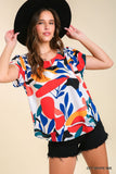 Abstract Short Sleeve Top, Off White
