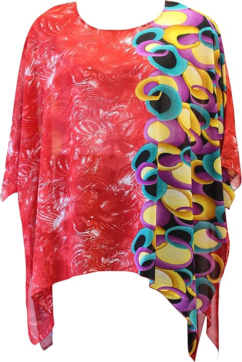 Absract Print Art to Wear Top, Red
