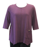 Asymmetrical Pocket Cotton Top, Purple