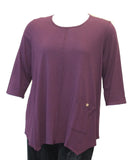 Asymmetrical Pocket Cotton Top, Purple
