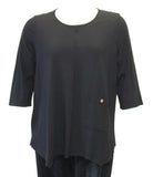 Asymmetrical Pocket Cotton Top, Black