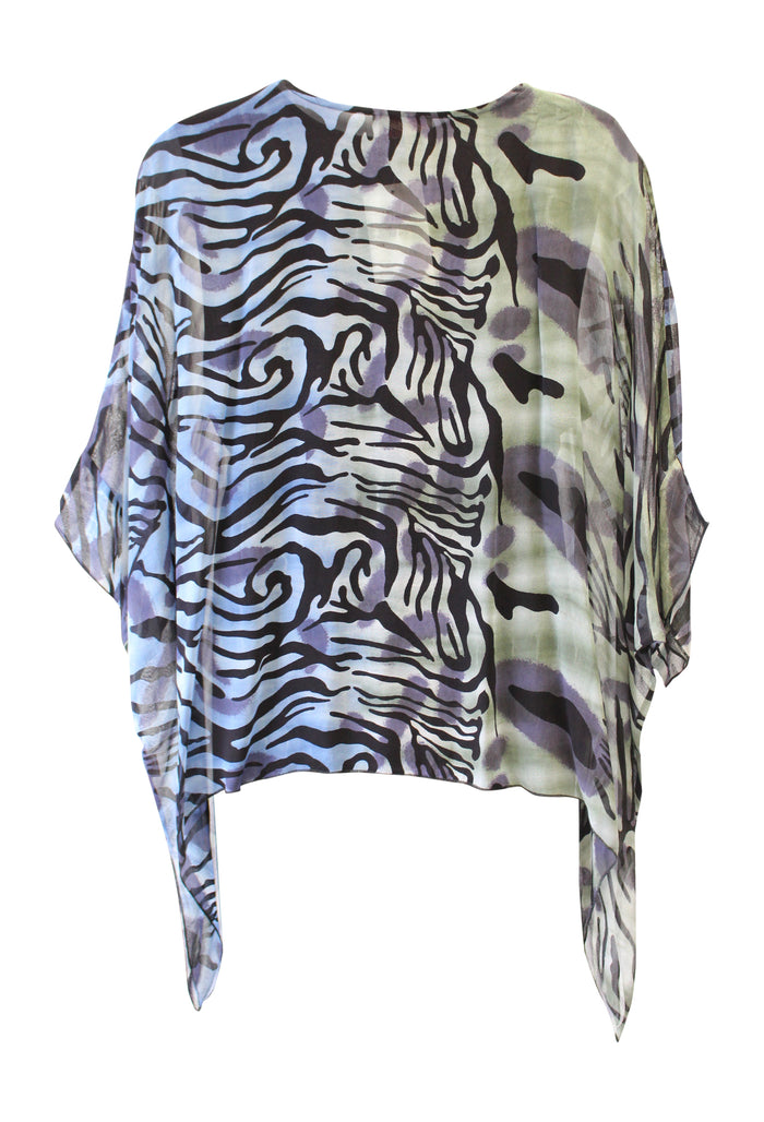Multicolored patterned garment on a white background