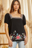 Aztec & Floral Embroidered Top