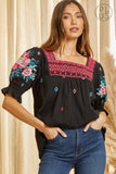 savanna jane / ANDREE BY UNIT Floral & aztec Embroidered Peasant Top