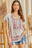 Andree by unit / Savanna Jane Floral & Aztec Embroidered Top