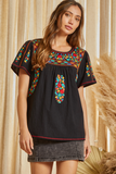 Andree by unit / Savanna Jane Floral  & Geometric Embroidered Top