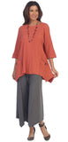 Asymmetrical Textured Rib Knit Cotton Top, Purple