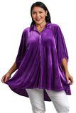 Velvet Tiered Back High Low Shirt, Violet