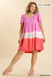 Dip Dye Color Block Dress, Pink