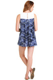 Floral & Lace Keyhole Top, Navy