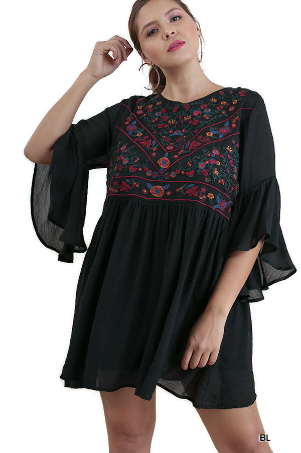 Umgee Boho Bliss Embroidered Boho Dress | Sz: XL | Color: Black Umgee Boho Bliss Embroidered Boho Dress | Sz: XL | Color: Black