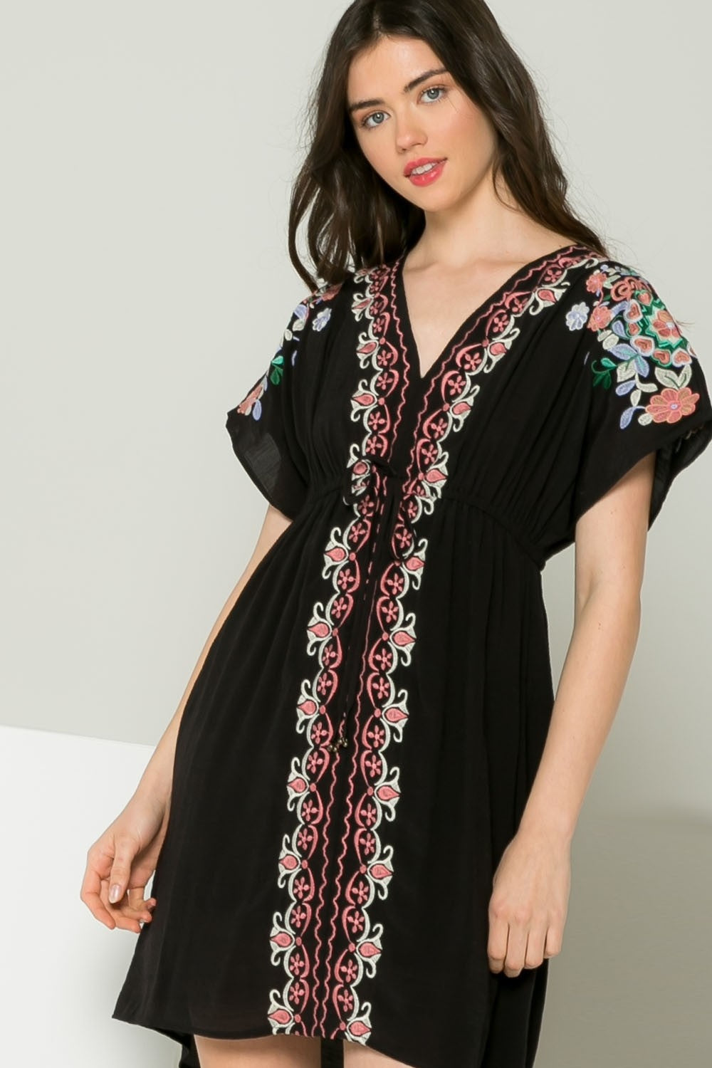 Embroidered Black Mini Dresses - Thml Embroidered Black Mini Dresses - Thml
