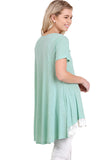 Floral Crochet Lace Trim Tunic , Sage