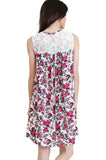 Floral & Lace Sleeveless Dress, Berry