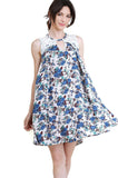 Floral & Lace Sleeveless Dress, Blue