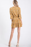 Floral Ruffle Mini Dress, Mustard