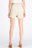 Lace Up Pleated Shorts, Sand