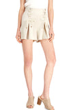 Lace Up Pleated Shorts, Sand