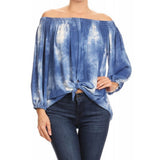 Off the Shoulder Tie front Tunic Top, Royal