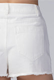 Lace Up Frayed Denim Shorts, White
