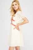 Lace & Embroidered Mini Dress, Natural