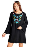 floral embroidered bell sleeve dress velzera umgee usa