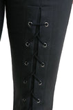 High Waist Leggings with Lace Up Details, Black