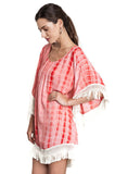 Tie Dye Tassel & Fringe Dress, Coral