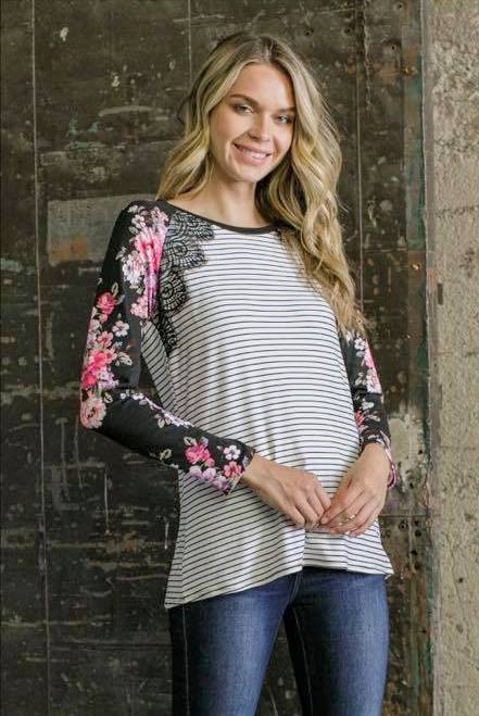 Floral & Striped Top