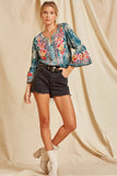 South Beach Embroidered Top, Teal
