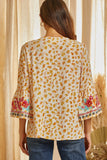 South Beach Embroidered Leopard Top, Marigold