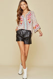 South Beach Embroidered Bandana Top, Taupe