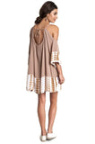 Tie Dye Cold Shoulder Tunic Dress, Taupe