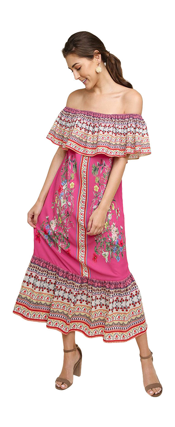 pink scarf print dress Bandeau Scarf Detail Maxi Dress In Pink Floral Print | EGO US