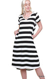 Striped T-Shirt Midi Dress, Black / White