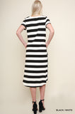 Striped T-Shirt Midi Dress, Black / White