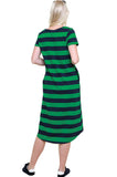 Striped T-Shirt Midi Dress, Green / Navy