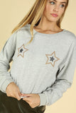 Jeweled Star Cropped Top, Heather Gray