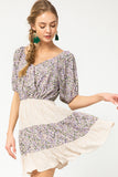 Multi-Print Surplice Dress