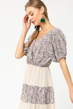 Multi-Print Surplice Dress
