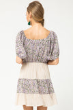 Multi-Print Surplice Dress