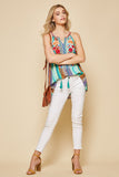 Striped Embroidered Tank Top