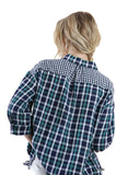 Plaid Button Up Top, Teal