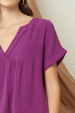 Fringe & Pocket Gauze Tunic, Plum