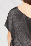 One Shoulder Leopard Top, Black