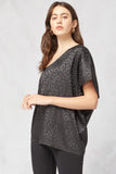 One Shoulder Leopard Top, Black