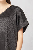 One Shoulder Leopard Top, Black